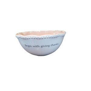 Mary & Martha Grace & Gratitude All Purpose Bowl White Peach Scalloped J1879